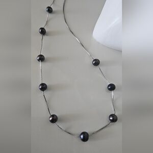 Elegant Tin Cup Black Pearl Necklace